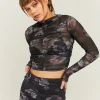 Top Nero in Mesh a Fiori^Tally Weijl Best