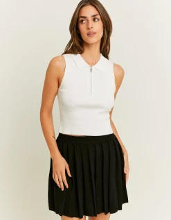 Top Polo in Maglia Bianco con Zip^Tally Weijl Outlet