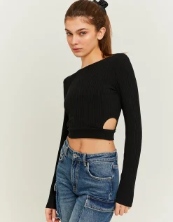 T-shirt Basica Nera con Cut Out Laterali^Tally Weijl Shop