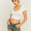 T-shirt Pointelle Basica con Fiocchetto^Tally Weijl Outlet