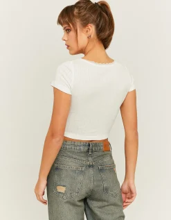 T-shirt Pointelle Basica con Fiocchetto^Tally Weijl Outlet