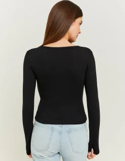 T-shirt Pointelle Nera^Tally Weijl Fashion