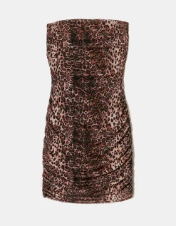 Vestito Corto Aderente Stampa Leo con Glitters Oro^Tally Weijl Cheap
