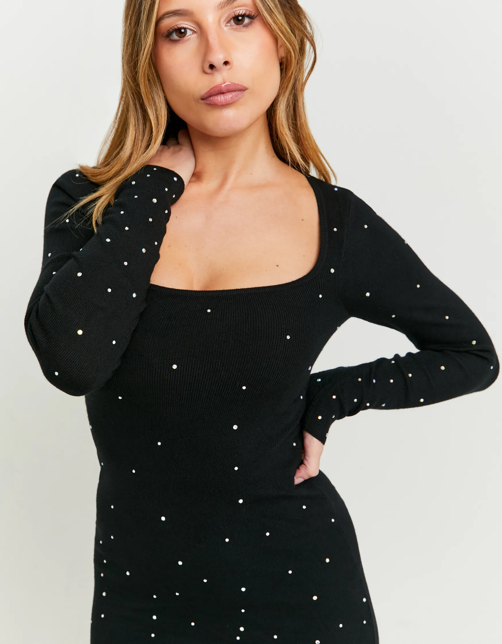 Vestito Corto in Maglia Nera con Strass^Tally Weijl Cheap