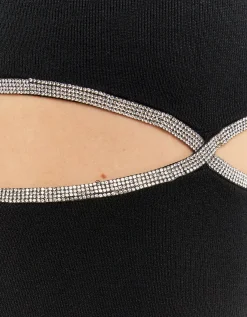 Vestito Corto in Maglia con Cut Out e Strass^Tally Weijl Online