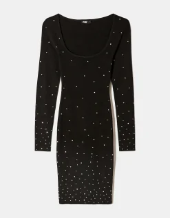 Vestito Corto in Maglia Nera con Strass^Tally Weijl Cheap