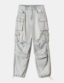 Jeans Cargo Parachute a Vita Media con Strappi^Tally Weijl Shop