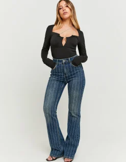 Jeans Flare Comfort Stretch a Vita Alta con Strass^Tally Weijl Outlet