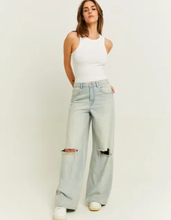 Jeans Palazzo a Vita Media con Strappi^Tally Weijl Outlet