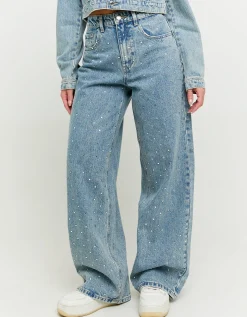 Jeans Skater a Vita media con Strass Squadrati^Tally Weijl Hot