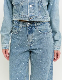 Jeans Skater a Vita media con Strass Squadrati^Tally Weijl Hot