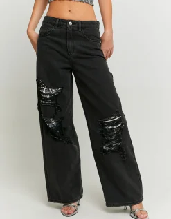 Jeans Skater con Strappi e Paillettes^Tally Weijl Outlet