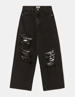 Jeans Skater con Strappi e Paillettes^Tally Weijl Outlet