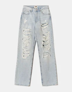 Jeans Straight Leg a Vita Alta con Strappi^Tally Weijl Discount