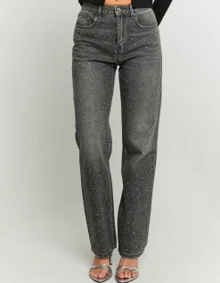 Jeans Straight Leg Grigi con Strass^Tally Weijl Sale