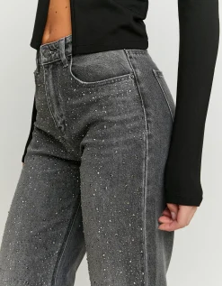 Jeans Straight Leg Grigi con Strass^Tally Weijl Sale