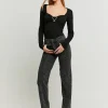 Jeans Straight Leg Neri con Motivo Animalier in Strass^Tally Weijl Fashion