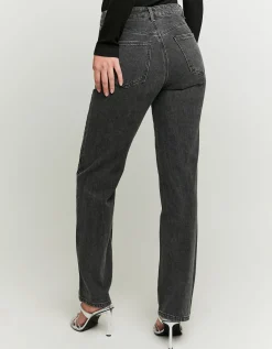 Jeans Straight Leg Neri con Motivo Animalier in Strass^Tally Weijl Fashion