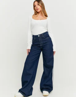 Jeans Wide Leg a Vita Alta con Bande Laterali^Tally Weijl Online