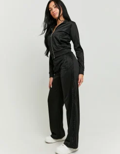 Pantaloni Joggers Neri con Bande Laterali in Strass^Tally Weijl Sale