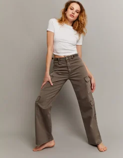 Pantaloni Wide Leg a Vita Alta Marroni^Tally Weijl Discount